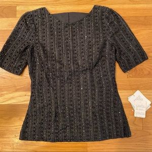 Tracy Reese 2 Black Silk Beaded Top NWT